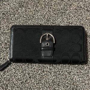 Coach Black Wallet with Silver Buckle